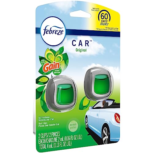 Febreze Car Air Freshener Vent Clip Gain Original Scent, .06 oz. Car Vent Clip, 2 Count - size: 0.13 Fl Oz (Pack of 1)