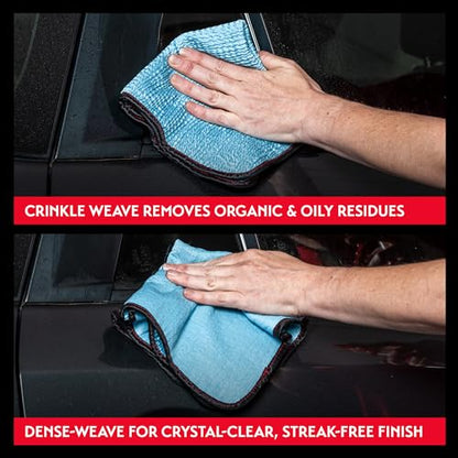 Griot's Garage PFM Crinkle Glass Towels for Car Detailing, Streak-Free Cleaning for Windows, Windshield, Mirrors, and More, 16" x 16", 55583, Set of 3