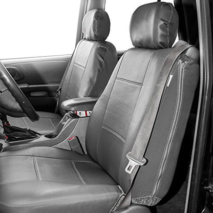 FH Group Car Seat Covers Front Set Faux Leather - Car Seat Covers for Low Back Seat with Removable Headrest, Universal Fit, Automotive Seat Covers, Airbag Compatible Car Seat Cover for SUV Solid Gray - color: Solid Gray
