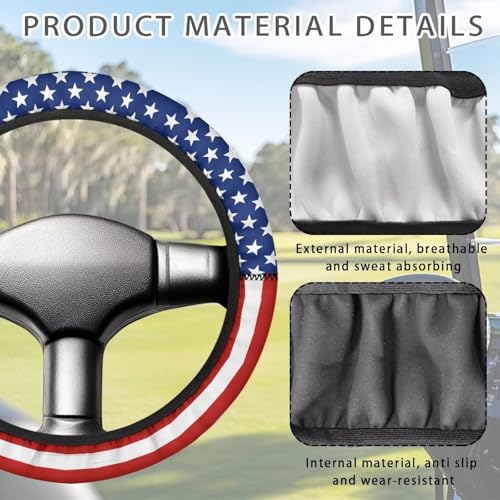 America Flag Star Stripe Golf Cart Steering Wheel Covers Sun Shade Cover Block UV Rays Cool Sun Heat Shield UV Rays Protector Vehicle Accessories - color: America Flag Star Stripe