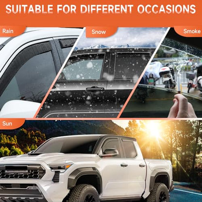 in-Channel Rain Guards Compatible with Toyota Tacoma 2024-2026, Durable Side Windows Wind Deflectors, 2024 2025 2026 Tacoma Rain Guard Black 4 PCS - size: 2024-2026 Tacoma