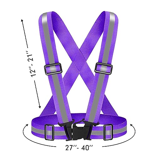 High Visibility Reflective Vest Safety Vest Running Reflective Gear Adjustable Reflective Vest for Walking,Jogging,Hiking,Night Cycling - color: Purple