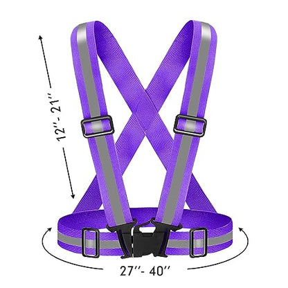 High Visibility Reflective Vest Safety Vest Running Reflective Gear Adjustable Reflective Vest for Walking,Jogging,Hiking,Night Cycling - color: Purple