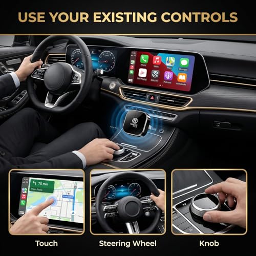 2-in-1 Wireless CarPlay & Android Auto Adapter, Wired to Wireless Adapter for Factory Wired CarPlay Vehicles, 5.8GHz WiFi, Bluetooth 5.3, Fast Auto-Connect – Black - color: Black