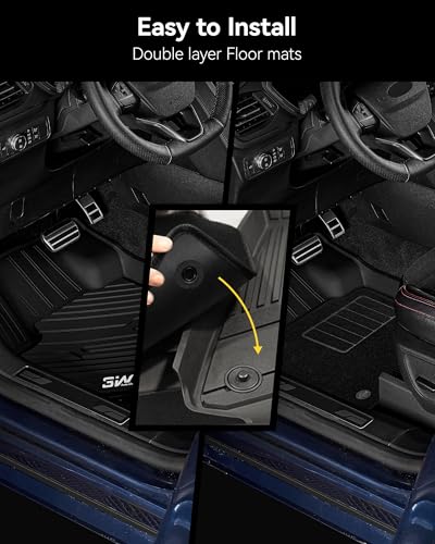 3W Floor Mats with First Row Carpets for Toyota Tacoma 2016-2023, TPE Floor Liner Thickened Carpet with Safety Locks and Driver Heel Pad fit Tacoma Cars Accessory(Only for Double Cab and Automatic) - size: 6. Tacoma|16-23|Floor Mats&First Row Carpet