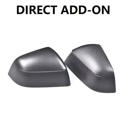 TanKin Real Matte Carbon Fiber Side Mirror Skull Fit for 2025 2026 Tesla Model Y Juniper Accessory,2PCS Carbon Rear View Mirror Cover Caps Overlay