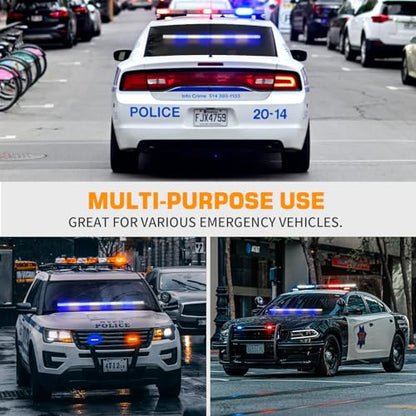 XRIDONSEN 35 inch Traffic Advisor Light Bar 144 LED Blue White Emergency Lights Warning Flashing Safety Windshield strobe Firefighter Police Lights w/Controller for Law Enforcement Vehicles Trucks - color: Blue/White