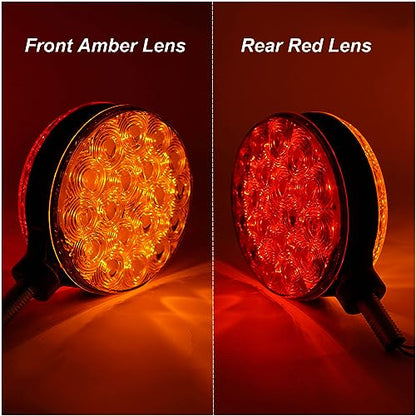 2-Pack 4" Round Dual-Face Red and Amber Lens 12V Turn Signals Direction Indicator Light Side Marker Warning Lights for Boat Trailer SUV Camper RV Off-Road Kenworth Peterbilt Freightliner Trucks - size: 2Pcs Direction Indicator Light