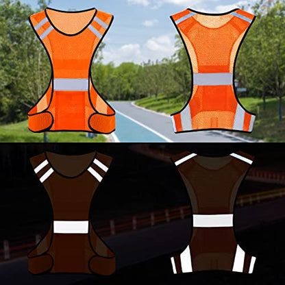 TCCFCCT Reflective Running Vest, High Visibility Running Gear with Large Pocket - color: 2 Pack Mesh Orange