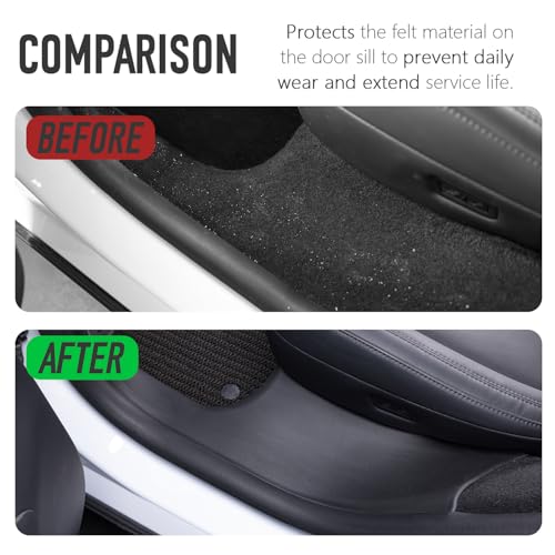 for 2025+ Tesla Model Y Juniper 7PCS TPE Door Threshold Strip & Center Console Saddle Side Protectors & 2nd Row Seat Lower Protector Anti-dust Pads 2025 2026 Model Y Juniper Accessories