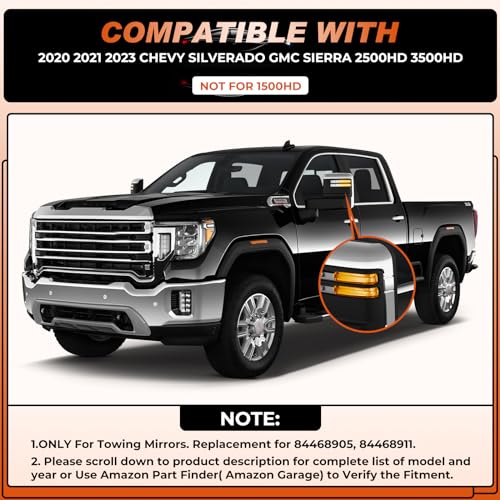 Sliver Tow Mirror Cover Caps Compatible with Chevrolet(Chevy) Silverado 2020 2021 2022 2023 GMC Sierra 2500HD 3500HD Chrome Lower+Upper Clip-On Mirror Cover Replace 84468911 84468905 - size: Fit for Chevrolet Silverado 2020-2023