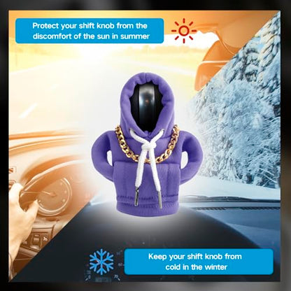 Funny Gear Shift Hoodie Cover, Car Shifter Knob Sweatshirt, Universal Stick Shift Cover for Car Gear Handle - color: Purple