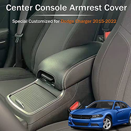 LEXLEY Armrest Box Cover Center Console Pad Waterproof Anti-Scratch Leather Protector Covers For Dodge Charger 2011-2023/Chrysler 300 2015-2022-Carbon fiber - color: Carbon fiber
