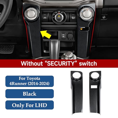 Car Air Conditioner Handle ABS Sticker Carbon Fiber Decal Cover Interior Trim Accessories for Toyota 4Runner SUV 2010-2025 Black - color: Air Conditioner Handle