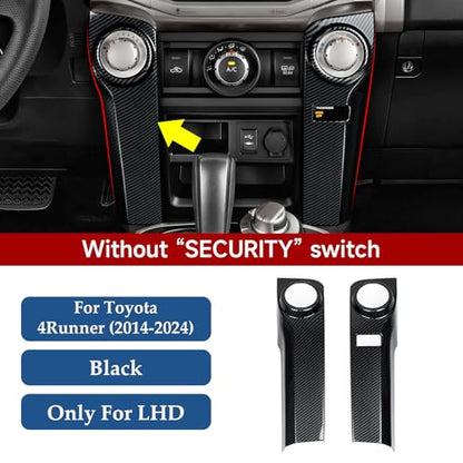 Car Air Conditioner Handle ABS Sticker Carbon Fiber Decal Cover Interior Trim Accessories for Toyota 4Runner SUV 2010-2025 Black - color: Air Conditioner Handle