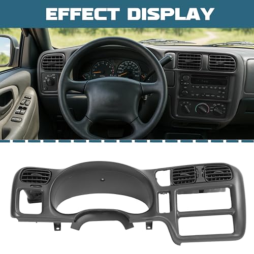 KUAFU Dash Radio Trim Bezel Cover Compatible with 1998-2004 Chevy Chevrolet S10 Blazer GMC Jimmy Dashboard Radio Panel Only Fit Single Din - color: Black