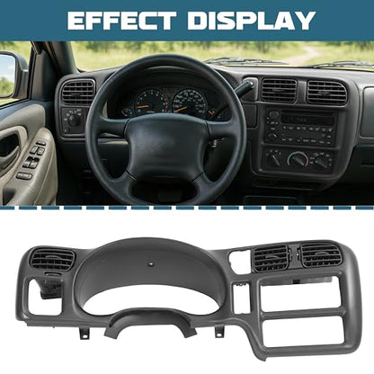 KUAFU Dash Radio Trim Bezel Cover Compatible with 1998-2004 Chevy Chevrolet S10 Blazer GMC Jimmy Dashboard Radio Panel Only Fit Single Din - color: Black