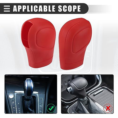 Motoforti Universal Car Gear Shift Cover Comfortable Handbrake Shifter Cover, Anti-Slip, Silicone, Red, 2 Pcs - color: Red
