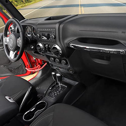CheroCar 18PCS Interior Trim Kit for Jeep Wrangler JK JKU 2011-2018 4 Door,Steering Button Frame, Air Conditioning Vent Trim Cup Holder Cover,Gear Shift Knobs Frame,Chrome - color: Chrome