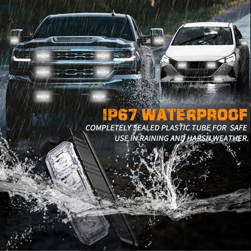 XRIDONSEN 8PCS Sync Grill Strobe Lights 32 LED White Strobe Lights Grille Surface Mount Emergency Flashing Warning Hazard Caution Safety Light for Tow Plow Trucks Construction Vehicles Car Wreckers - color: White