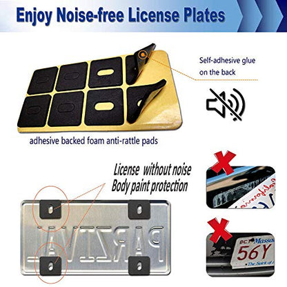 AOOTF Black Anti Theft License Plate Screws - Stainless Steel Mounting Hardware Kit for Front/Rear, M6 Security Screws, Caps, Plug-in Fasteners, Rattle Proof Pads - color: Self Tapping Screws-Black