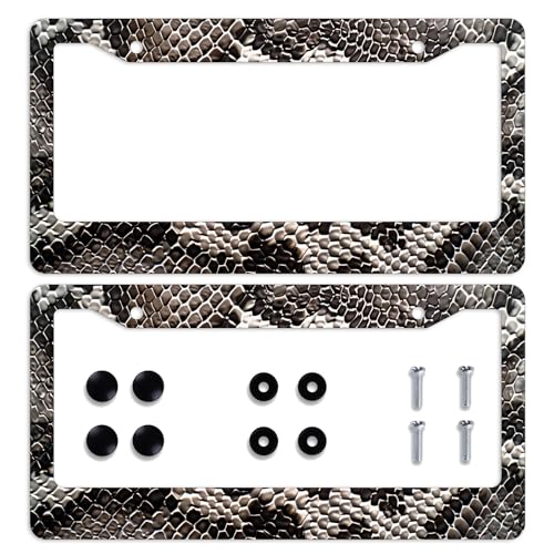 Snake License Plate Frame Abstract Animal Snake Car Front License Plate Personalise Stainless Steel Funny Design Compatible with Standard License Plate Holder for USA and Canada 12.2" X 6.2" - color: Snake_30
