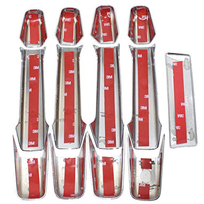 NewYall Pack of 4 Chrome Exterior Outside Outer Door Handle and 2 Upper Half Mirror and Trunk Liftgate Tailgate Handle Cover for Chevrolet Silverado 2007-2014