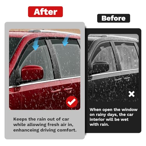 Canvcle Window Visors Rain Guards for 2008-2020 Dodge Grand Caravan/2008-2016 Chrysler Town & Country Accessories, Outside-Mount Tape-On Side Window Wind Deflectors Vent Visors Shades Rainproof 4PCS - size: Dodge Grand Caravan 2008-2020