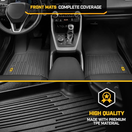 CAT® JustFit™ 3D Custom Fit Floor Mats for Toyota RAV4 2019 2020 2021 2022 2023 2024 2025 - (Not Fit Hybrid) Heavy Duty Car Floor Liners Protection Laser Measured, Toyota RAV4 Accessories - style: Toyota RAV4 (2019-2025)