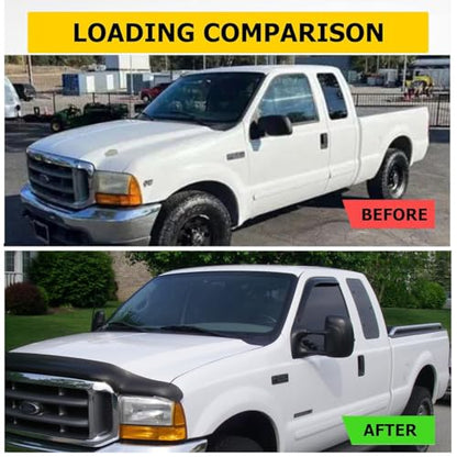 Side Window Visors Wind Deflector fit for 1999-2016 Ford F250/F350/F450/F550 Super Duty with Standard Cab,2pcs Dark Smoke Out-Channel Tape On Sun Rain Guards 92503 - size: 2pcs for F250/F350/F450