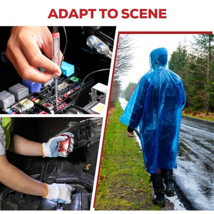 Car Emergency Kit,Auto Vehicle Truck Safety Emergency Road Side Assistance Kits with Jumper Cables,Safety Hammer,Black