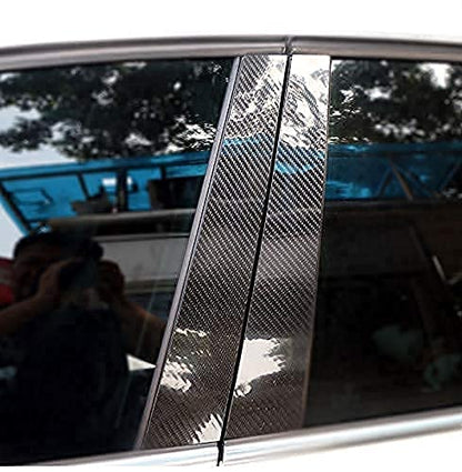 6PCS Car Window B C Pillars Stickers Carbon Fiber Decals Trim Compatible with BMW E60 2003 2004 2005 2006 2007 2008 2009 2010 Accessories - color: E60 (2003-2010)