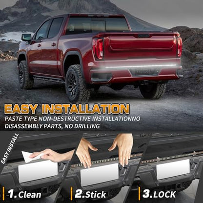 XRIDONSEN 60 inch Truck Tailgate White Strobe Lights Strip 360 LED Tail Emergency Light Bar Flashing Warning Hazard Safety Rear Lights for Tow Plow Trucks Construction Vehicles Pickup Trailer - color: White