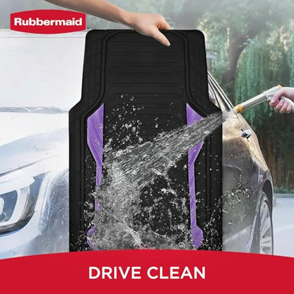 Rubbermaid Car Floor Mat, Heavy Duty All-Weather Car Mats Full Set with Dual-Tone Purple Aluminum Inserts – Universal Fit, Anti-Slip Backing, Trim-to-Fit for Most SUV, Sedan, Van - color: Purple