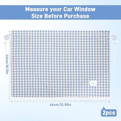 Gilprop 2 Pcs Car Window Shades Suction Cups Double Layer Auto Sun Shade Car Side Window Covers for Family Privacy Protection Breastfeeding Taking a nap Camping 18.5" x 26"(Blue) - color: Blue