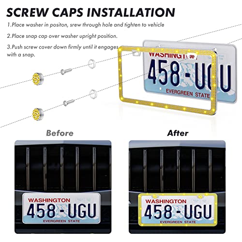 SHARE&CARE Bling License Plate Frame, Crystal License Plate Cover, Car License Plate Holder with Rhinestone Screw Set, Women Gift for Mom, Wife, Her - 2 Pack (WHITE2) - color: WHITE2
