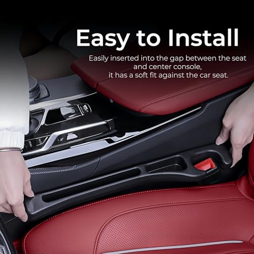 EnzeroTools Car Seat Gap Filler, 2-Pack No-Drop Seat Side Gap Seam Filler Organizer with Phone Holder, Universal Fit Fill The Gap Between Seat & Console, Perfect for Car, SUV, Truck - color: Black