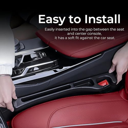 EnzeroTools Car Seat Gap Filler, 2-Pack No-Drop Seat Side Gap Seam Filler Organizer with Phone Holder, Universal Fit Fill The Gap Between Seat & Console, Perfect for Car, SUV, Truck - color: Black