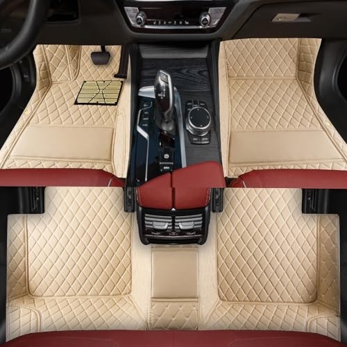 Custom Personalized Floor Mats for Cars，Luxury Full Coverage All Weather Car Floor Mats，Anti-Slip Leather Car Mat Set ，Custom Floor Mats for 99% of Cars, Trucks & SUVs (Beige) - color: beige
