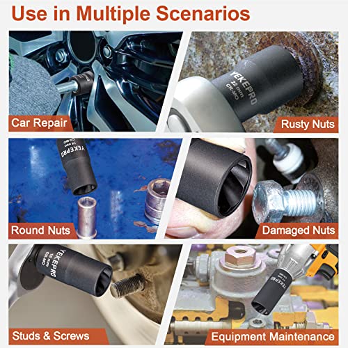 10Pcs Bolt Nut Extractor Set, 1/2" Drive Impact Twist Lug Nut Removal Socket Tool, Stripped For Damaged, Frozen, Studs, Rusted, Rounded-Off Bolts, Nuts & Screws, Cr-Mo Steel, T12210 - size: 10-piece Twist Socket Set