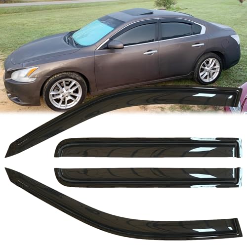 4pcs Shatterproof Outside Mount Style Sun Rain Guards Side Window Wind Deflectors Vent Window Visors for 06 Lincoln Zephyr 07-12 Lincoln MKZ 06-12 Fusion 06-11 Mercury Milan 94550 - size: for 2006-2012 Fusion