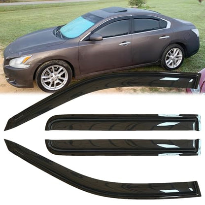 4pcs Shatterproof Outside Mount Style Sun Rain Guards Side Window Wind Deflectors Vent Window Visors for 06 Lincoln Zephyr 07-12 Lincoln MKZ 06-12 Fusion 06-11 Mercury Milan 94550 - size: for 2006-2012 Fusion