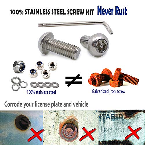 Aootf Stainless Steel License Plate Screws - Anti Theft License Plate Frame Bolts Tamper Resistant Fasteners | 1/4"(M6) Security Machine Screws | Qty 8 | for Protection License Plates on Cars Trucks - size: Black Machine Screws - 8 Count