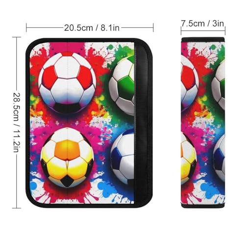 Comfortable Cushion Pad Car Shoulder Strap Harness Pad, Splash Ink Colorful Paint Football Soccer Ball 2PCS Car Belt Covers - color: Color364