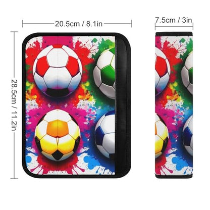 Comfortable Cushion Pad Car Shoulder Strap Harness Pad, Splash Ink Colorful Paint Football Soccer Ball 2PCS Car Belt Covers - color: Color364