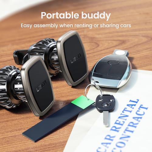 LISEN 2-Pack Magnetic Phone Holder for Car: 6 Military Magnets, Gold Vent Phone Mount - color: Gold