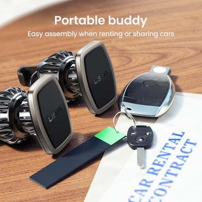 LISEN 2-Pack Magnetic Phone Holder for Car: 6 Military Magnets, Gold Vent Phone Mount - color: Gold