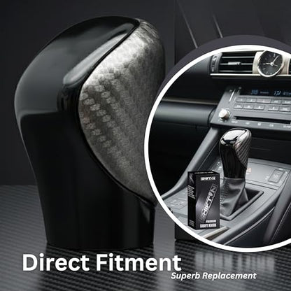 Gear Shift Knob Shifter for Lexus RX-350 ES GS GX IS350 NX300 RC-300 RX 200t 300 350 3450h 450hL 350L (Gray Carbon Leather/Piano Black) - color: Gray Carbon Leather / Piano Black