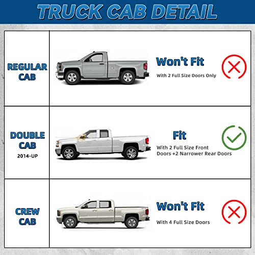 Set of 4 Front+Rear Smoke Sun/Rain Guard Outside Mount Tape-On Acrylic Window Visors Compatible with 14-18 Silverado Sierra 1500 15-18 2500/3500 HD Double/Extended Cab with Half Size Rear Doors - size: for 2014-2018 Chevy & GMC