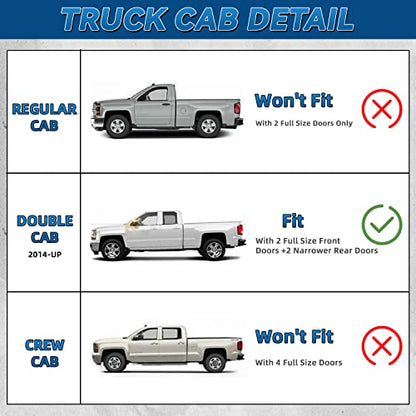 Set of 4 Front+Rear Smoke Sun/Rain Guard Outside Mount Tape-On Acrylic Window Visors Compatible with 14-18 Silverado Sierra 1500 15-18 2500/3500 HD Double/Extended Cab with Half Size Rear Doors - size: for 2014-2018 Chevy & GMC